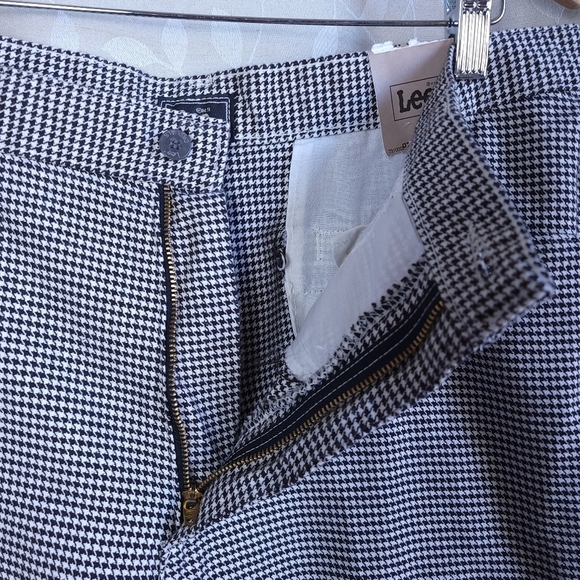 Vintage 90s Lee Houndstooth Tapered Leg Trouser Pants Black White Plus 16 - Picture 8 of 16